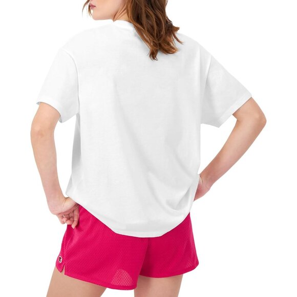 🆕 Women White Classic Oversized Comfortable Soft Ribbed Neckline Tennis T-Shirt - Picture 2 of 5